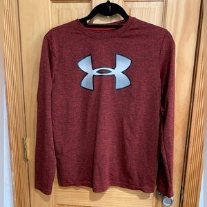 Under Armour Heat Gear Boys Youth YLG Burgundy Long Sleeve T Shirt
